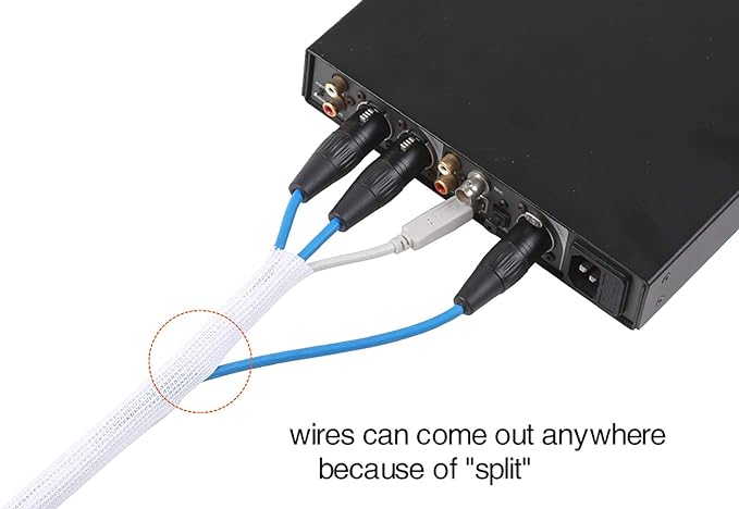 Alex Tech 6.6ft - 1.5 inch Cord Protector Wire Loom Tubing Cable Sleeve Split Sleeving for USB Cable Power Cord Audio Video Cable - Protect Cat from Chewing Cords - White