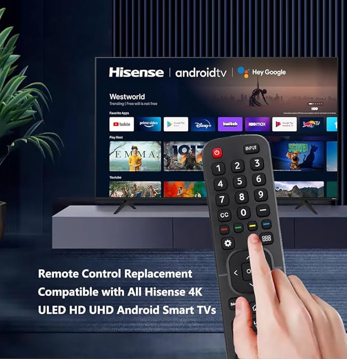Replacement Remote Control for All Hisense 4K LED HD UHD Smart TVs (EN2A27), Fit for Hisense Android Smart TV EN2A27 EN2A127H EN2A27HT EN2AN27H EN2AS27H EN2B27 EN2C27