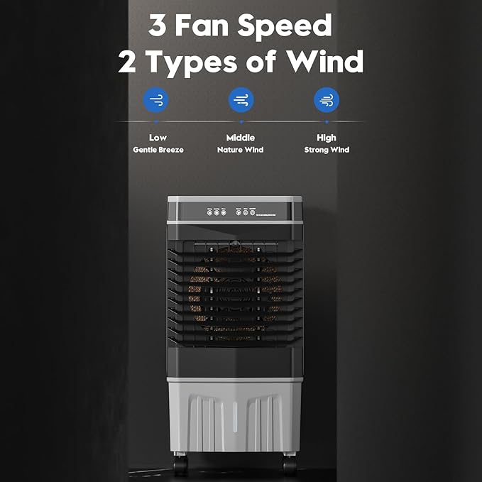 Auertech 1800CFM Swamp Cooler with Remote, 5.3 Gal Evaporative Air Cooler with 12H Timer, 3 Speeds, 120°Oscillation, Indoor Outdoor Portable Swamp Cooler Air Conditioner for Room, Garage