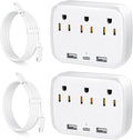 Penemay Multi Plug Wall Outlet Splitter With USB, Multiple Outlet Extender Surge Protector With 3 USB Ports(1 USB C PD20W), Electrical Outlet Adapter Extension for Travel Home Office Dorm 2 Pack White