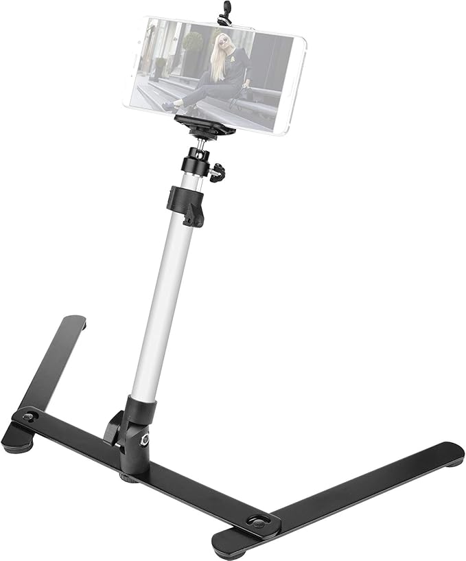 ChromLives Photo Copy Stand Pico Projector Stand with Phone Clamp Overhead Phone Mount Smartphone Compatible Tripod