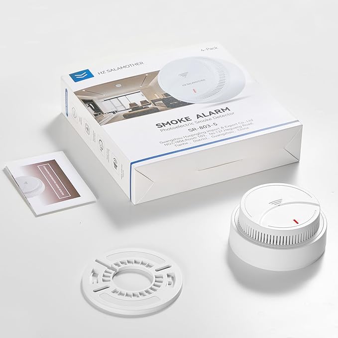 Smoke Detector 1 Pack,Fire Alarms Smoke Detectors with Photoelectric Technology with LED Lndicator and Test Button,Smoke Alarm for Home,Bedroom,Kitchen