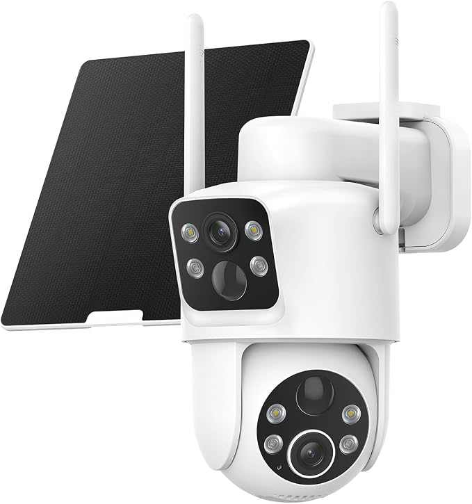 TKENPRO Dual Lens Solar Security Cameras Wireless Outdoor, 2K Full HD Video by TKENPROPetTreatCamera