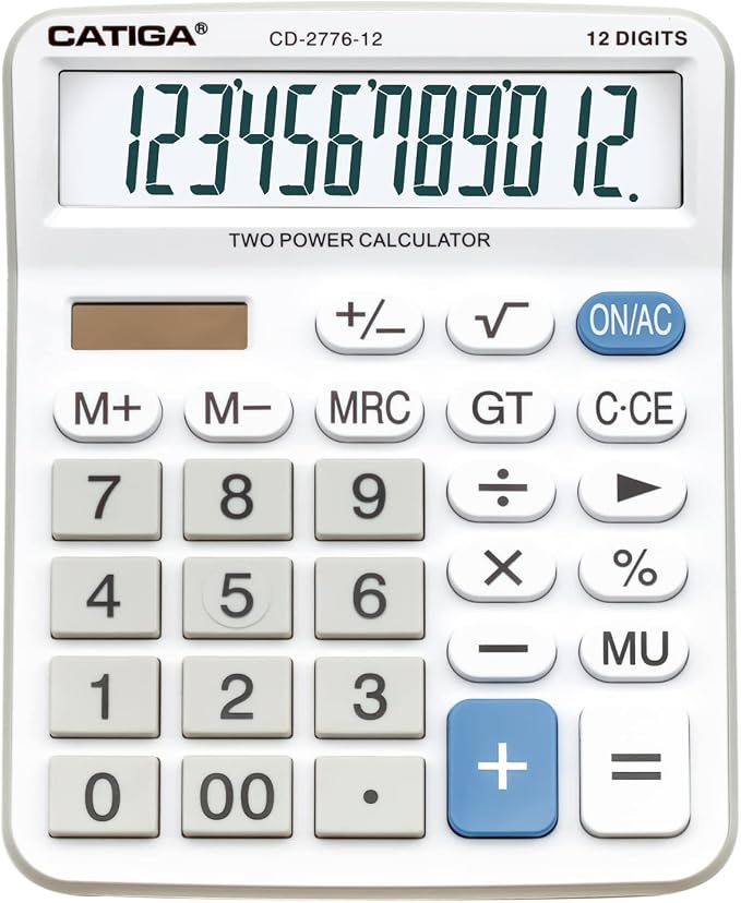 Premium Commercial 12-Digit Large Desktop Calculator by CATIGA