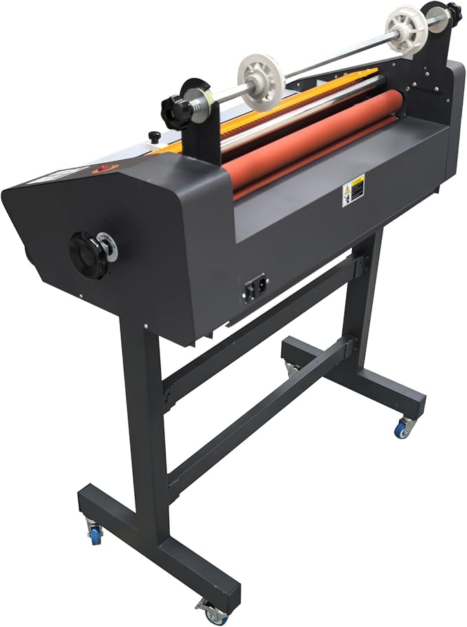 Banfluxion 25" Electric Auto Double-Sided Laminator, 110V Thermal Roll Laminating Machine with Stand for Cold/Hot Laminating of Photos & Posters, 635mm Width with 4 Rubber Rollers