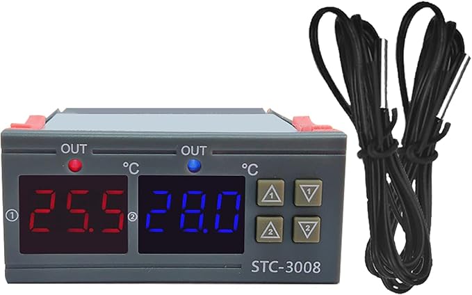 Oumefar Digital Display Intelligent Temperature Controller Dual Control for Precise Temperature Control in Home BrewingFermentation Operations (110-220V)