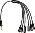 FdcZeyxior 3.5mm Headphone Splitter, 3.5mm Splitter Multi Headphone Splitters 1 to 6 Ways TRS 1 Male to 6 Female Audio Cable Adapter Cable for Earphone Headset Laptop Phone, 1.5FT