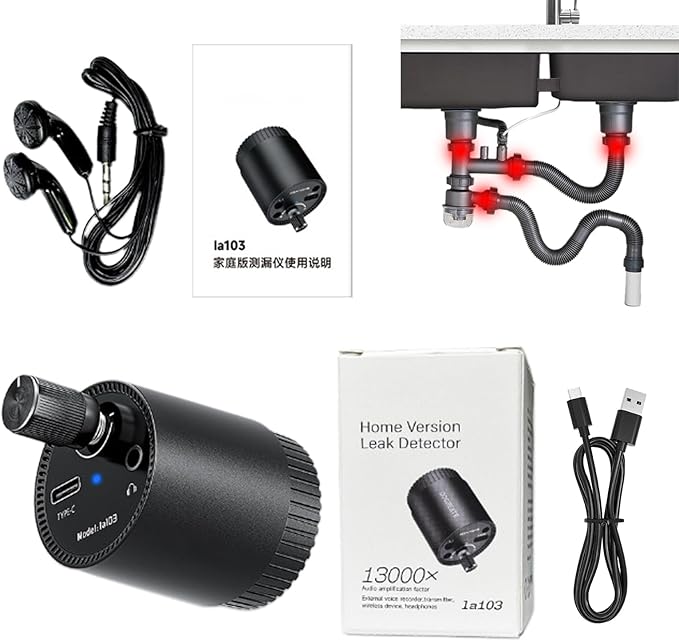 Water Leak Detectors for Home - Smart Monitor Device, Underground Water Leak Detection Sensor, Home Safety Category for Bedroom Basement Kitchen Laundry Apartment Construction Site