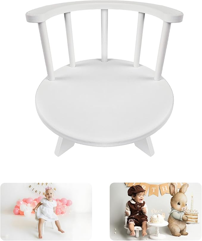 Photography Props Wooden Stool Set Photo Studio Accessories White Semi-Circular - Image 9