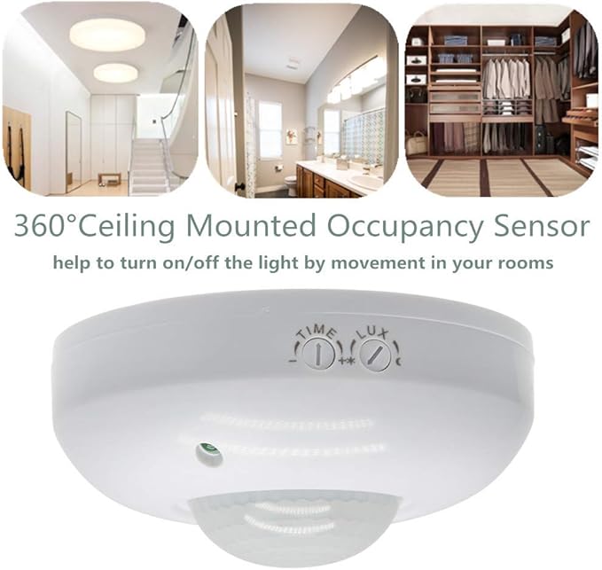 Sensky 360 Degree Ceiling Mount Occupancy Sensor, 110-240V PIR Motion Sensor Switch, High Sensitive Movement Detector Light Switch, Neutral Required(Max Detection Distance: 6 m)