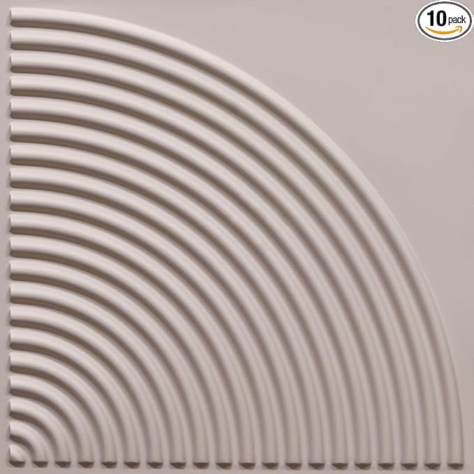 From Plain To Beautiful In Hours 9002 Arc Swell PVC 12 in x 12 in Peel and Stick Wall Panels (Covers / 10 sq.ft), Dawn Pink, 10 Piece