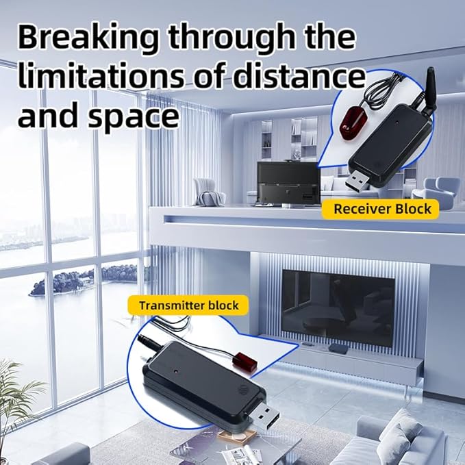 SPENFiLY Wireless Infrared Remote Control Extender, Infrared Repeater Kit, Infrared Remote Control Wireless Connection Home Appliances Compatible with Multiple Infrared Devices (Control of 4 Devices)