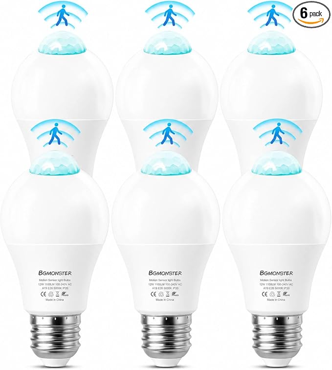 6 Pack Motion Sensor Light Bulbs, 12W Motion Detector Light Bulb, Dusk to Dawn by Unknown