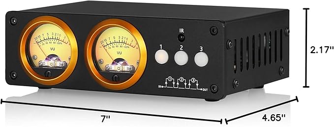 Douk Audio L3 RCA Audio Switch 1 in 3 Out & 3 in 1 Out, 3 Channel Switcher Selector Box with Remote Control & VU Meter & Bypass for PC, Amplifier, Speaker