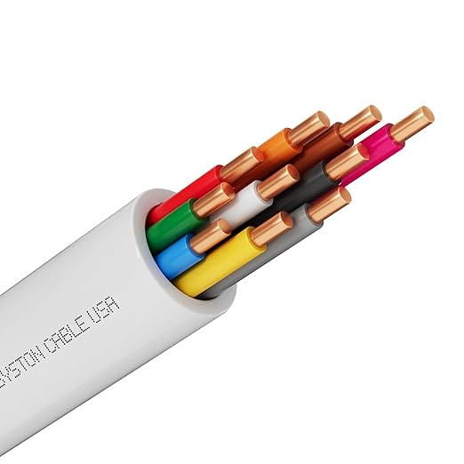 Syston 18/10 Thermostat Doorbell HVAC Heating Control Cable Wire, 18 AWG 10 Conductors 100% Solid Copper Conductors CL3R/FT4/CMR Riser-Rated, UV Resistant RoHS for Low Voltage Applications Use