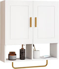 Wall Mounted Bathroom Storage Cabinet Medicine Cabinet with Adjustable Shelves & Towel Bar for Bathroom, Laundry Room, Bedroom, Enterway