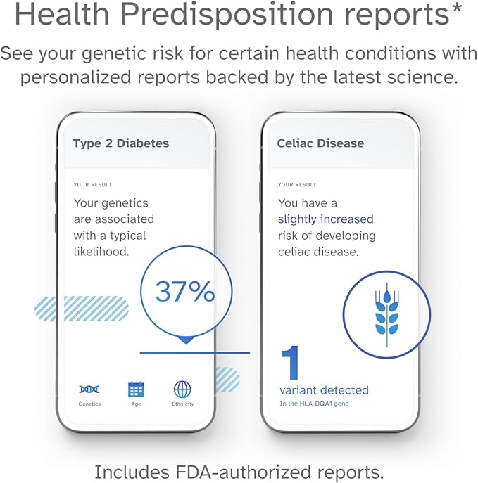 23andMe Health + Ancestry Service: DNA Test Kit, FDA-Authorized Reports, Genetic Test, Health Predispositions, Carrier Status, Wellness, Family Tree (Before You Buy See Important Test Info Below)