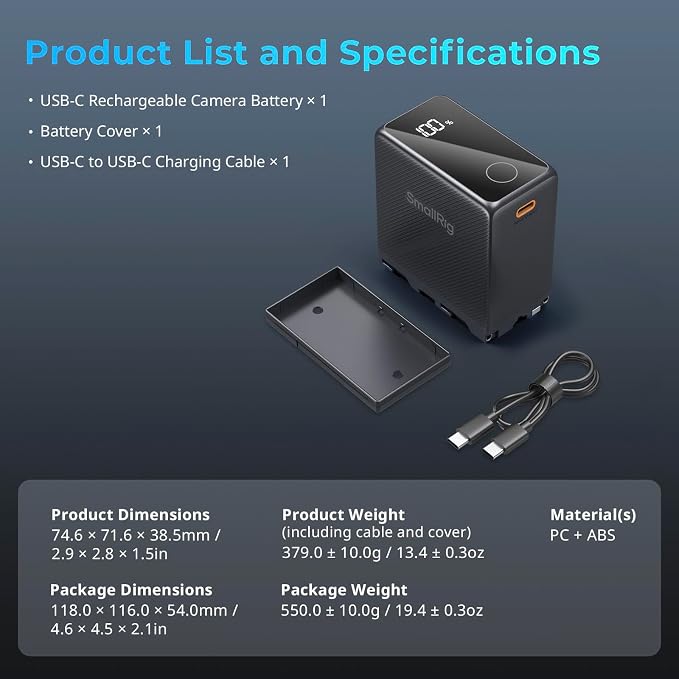 SMALLRIG 10500mAh NP-F970 Replacement Battery, PD 36W Fast Charging, 3.5H Fully - Image 9
