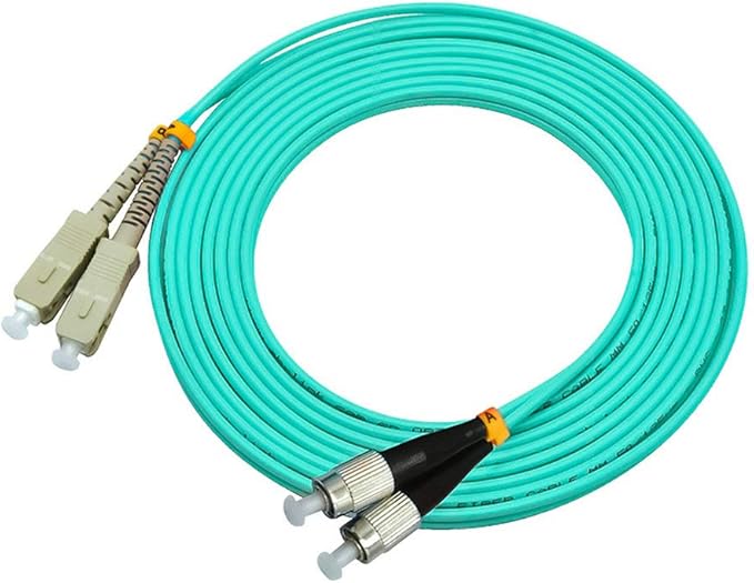 Jeirdus 30Meters 100ft SC to FC Duplex 50/125 10G OM3 Multi-Mode Fiber Optic Cable Jumper Optical Patch Cord SC-FC