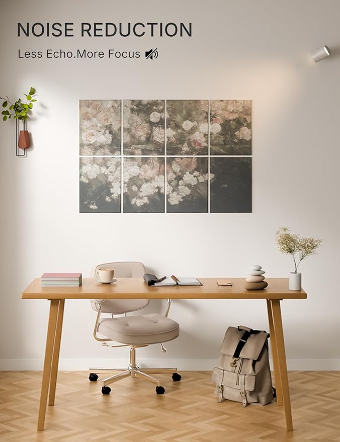 Wall Art Acoustic Panels,35''X24''Sound Absorbing Panels-8-Pack with 50 Adhesive Tabs, Decorative Sound Absorbing Panels for Living Room and Recording Studio, Offices-Garden in May
