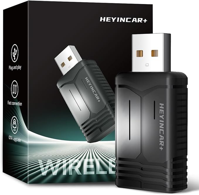 HEYINCAR+ H-Air Wireless CarPlay & Android Auto Adapter, 2025 Upgrade, Plug & Play USB Dongle, Convert Wired CarPlay Auto to Wireless, No Latency, Fast Connection, for Apple iPhone & Android Phones