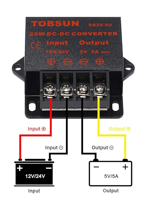 DC 12V/24V to 5V 5A Converter - Voltage Reducer Regulator, Step Down Buck Converter Power Supply Transformer Module (12V/24V to 5V 5A)