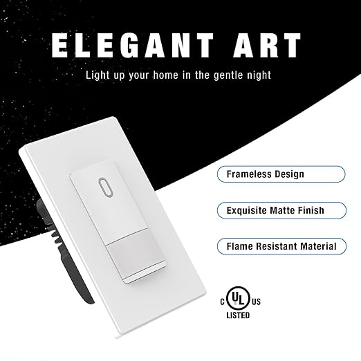 ELEGRP Matte White Single Pole Occupancy Motion Sensor Light Switch, Need Neutral Wire, 120° Sensor Coverage PIR Infrared Motion Activated, for CFL/LED/MLV/INC/HAL/Fan, UL,2 Pack