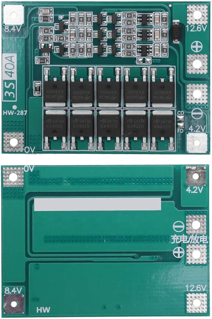 Gebildet 3pcs 3S 11.1V 12V 12.6V 40A 18650 Charger PCB BMS Protection Board Li-ion Lithium Battery Charger Lipo Cell Module for Drill Motor with Balance