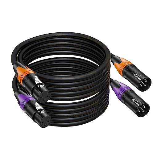 AuxLink XLR Cables, Banlaced XLR Cable Male to Female 75ft 2Pack Mic Cable Gold-Plated 3-Pins, XLR Speaker Cables Compatible with Microphones, Stage Lighting, Speaker Systems and More