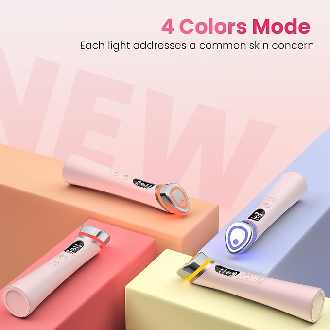 Face Lift Device – 8 in 1 Skin Tightening and Lifting, LED Light Therapy for Wrinkles, Korean Skin Care, Spa-Grade Facial Massager Lifting & Firming Beauty Massager (Pink)