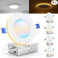 Sunco 4 Inch LED Recessed Lights with Night Light, Slim Ceiling Lighting, 900 LM, 11W (110W Equiv), Selectable CCT 2700K/3000K/3500K/4000K/5000K, Dimmable, Canless with Junction Box ETL 4 Pack.