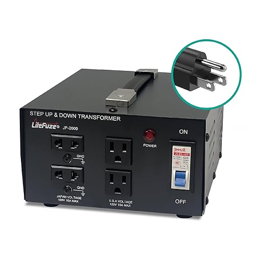 LiteFuze 2000 Watt Japan Voltage Converter Transformer Step Up/Down - 100v to 120v / 120v to 100v Japanese Power Converter - Fully Grounded Cord CE Certified