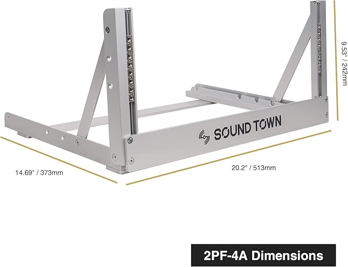 Sound Town 4U Aluminum 2-Post Desktop Open-Frame Rack, Angle Adjustable, for Audio/Video, Network Switches, Routers, Patch Panels (2PF-4A)