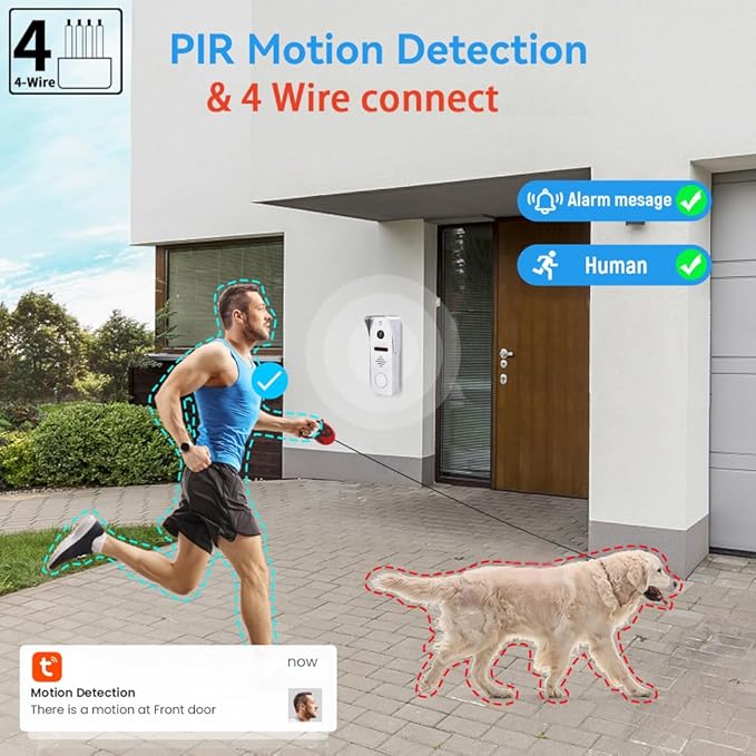 Wired Video Doorbell Intercom System 7 inch Monitor 1080P HD Camera Entry Doorphone Door Camera TUYA WiFi Smart Home Door Phone Kits for Apartment Home Villa (2 doorbell + 2 Monitor)