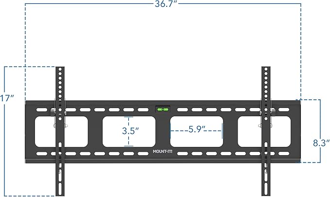 Mount-It! Low-Profile Tilt TV Wall Mount | Ultra-Slim Bracket for 43-90 Inch TVs | Downward Tilt for Anti-Glare | Heavy-Duty Steel Holds 220 lbs | VESA 800x600 | Stud & Concrete Installation