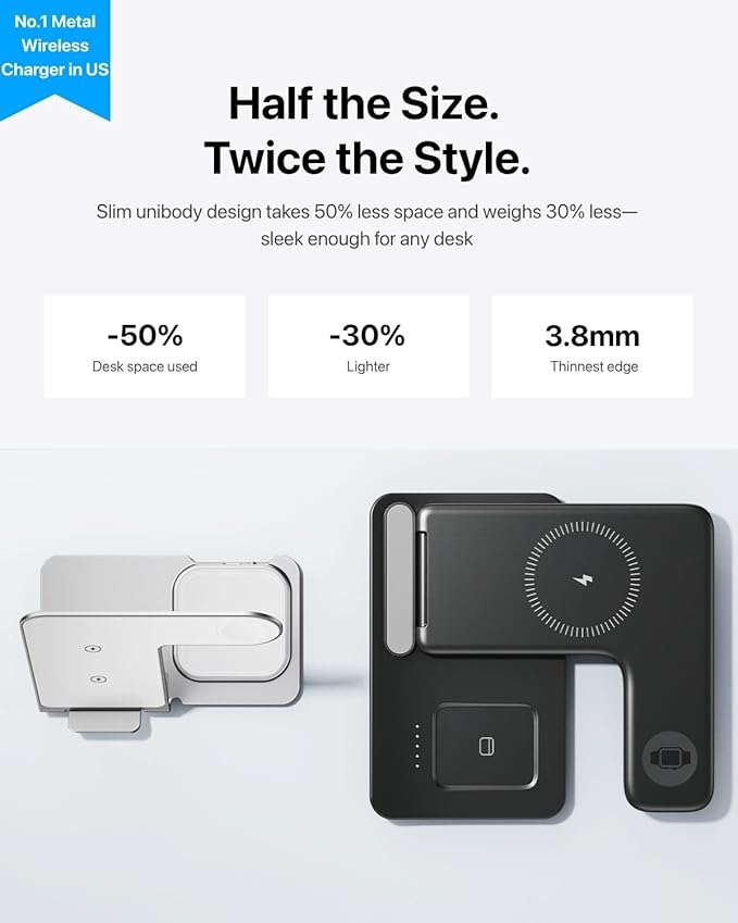 Intoval 3 in 1 Wireless Charger for iPhone 17/16/15/14/13/12,Wireless Charging Station for Apple Devices, Aluminum Charging Stand for iWatch 11 10 9 Ultra 3/2 SE 3/2,for AirPods 4 3 2 Pro 3/2