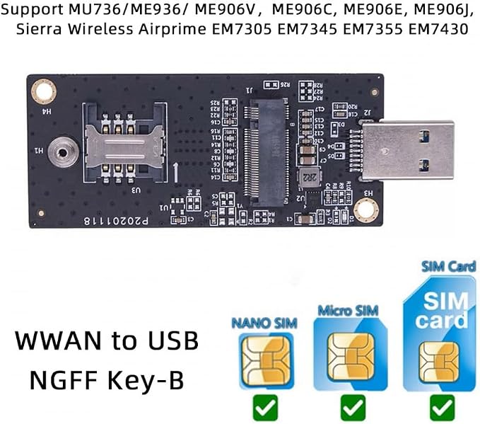CY Adapter NGFF M.2 Key-B WWAN to USB 3.0 Adapter Riser Card - Image 4