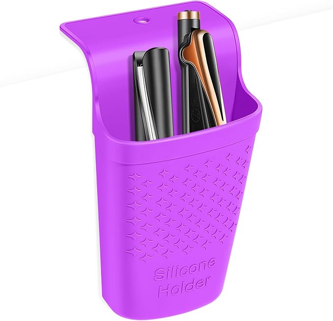 ZAXOP Flat Iron/Curling Iron/Hair Straightene/Hot Hair Tools Holder, Silicone Heat Resistant Mat Pouch Organizer. (Purple)