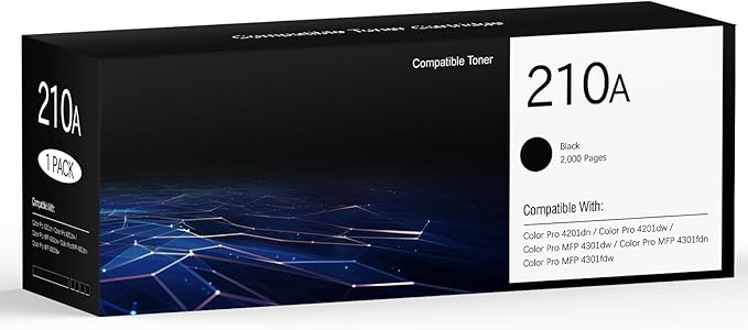 210A W2100A Black NO-CHIP Version Compatible Toner Cartridges Work for HP Color Pro 4201 4201dw 4201dn MFP 4301 MFP 4301dw MFP 4301fdn MFP 4301fdw Printer Black 1-Pack