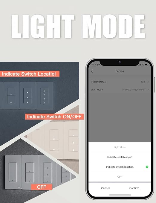 MOES Smart 4 Gang Light Switches, 2nd Generation Wi-Fi Single Pole Switch - Image 8