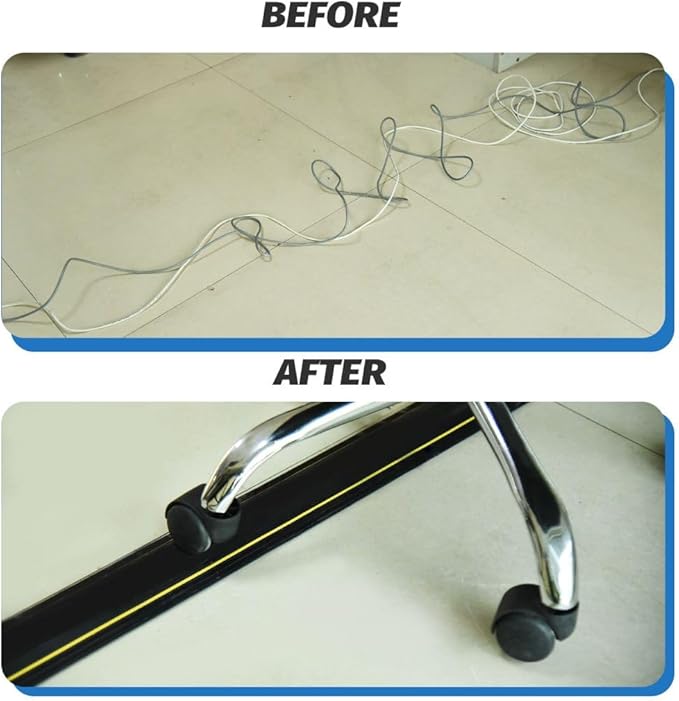Vilmon 10FT Floor Cord Cover, Heavy Duty PVC Floor Cable Cover,Wire Cover to Protect Wire Prevent Cable Trips for Home Office,Cavity Size 0.94" by0.4