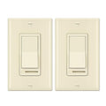 BESTTEN 2 Pack Almond Dimmer Wall Light Switch, Compatible with Dimmable LED, CFL, Incandescent and Halogen Bulb, Single Pole or 3-Way Dimmer Switches, 120VAC, Decorator Wall Plate Included
