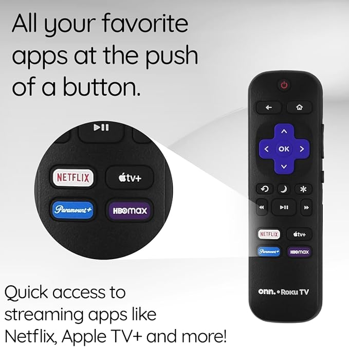 Ceybo Original OEM Replacement Remote Control for Roku Smart TV with Netflix, Paramount, Apple TV, and HBO Max Shortcut Buttons