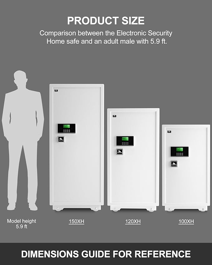 【US STOCK】TIGERKING 7.2 Cubic Feet Extra Large Heavy Duty Safe Box, Home Safe with Double Safety Key Lock and Separate Lock Box, Digital safe with 2 Removable Shelf for Home Hotel Office,132lbs