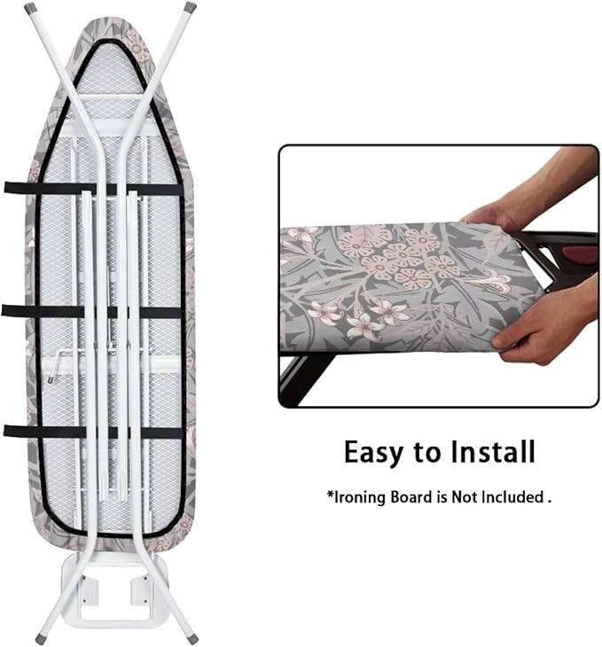 ZCFYGDX William Morris Prints Ironing Board Cover Decor, Resist Scorching & Staining, Easy Install Resistant Elastic Edges,3 Nylon Buckle Fasteners Straps,Relaxing Breathable Ironing Experience L
