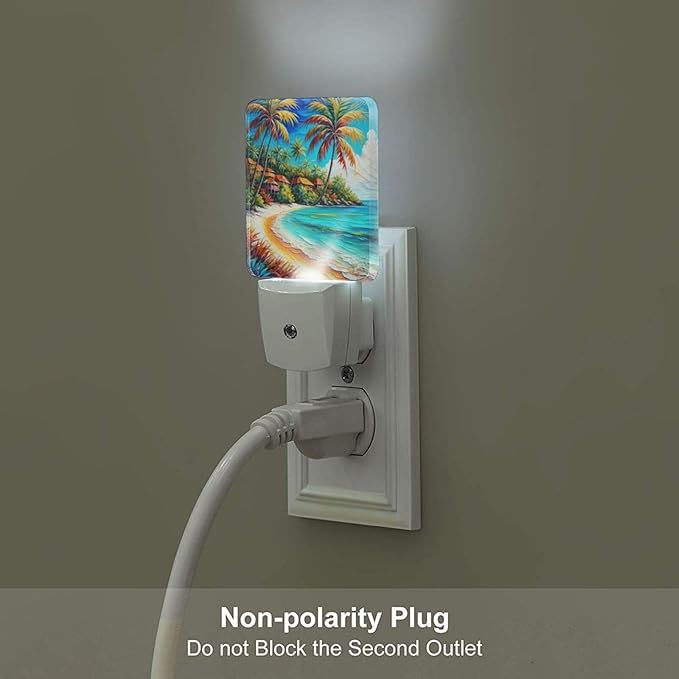 FSHVQKD Seaside Town Night Light,Plug Into Wall Decor for Stairway,Hallway,Kitchen,Dusk to Dawn Sensor Nightlights for Boys/Girls/Women/Men Room Gifts