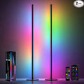 Corner Floor Lamp 2 Pack, 55" Minimalist Standing Lamp with Remote Control, Music Sync 16 Million Colors, Warm White Ambient Lighting, Color Changing LED Corner Lamp for Living Room Bedroom Gaming