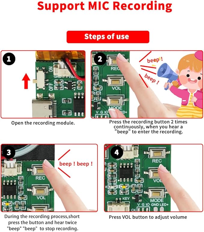 Sound Module, Support Bluetooth & MIC Recording Audio, 8MB Voice Chips with Speaker,8 Min Easy Sound Recording Chip for Personalized Greetings, DIY Projects, Holiday Crafts ect.