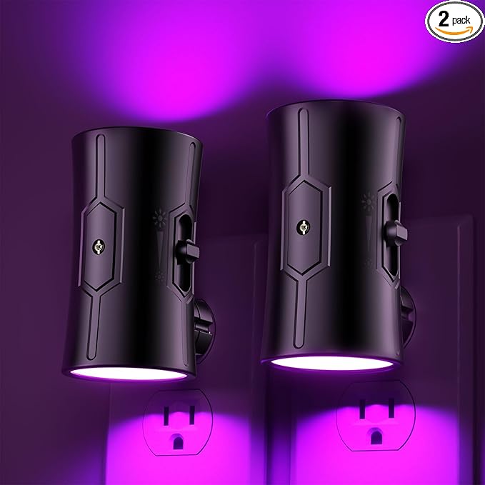 Sujeet Purple Night Light, Plug in Wall Light with Sensor, Adjustable Brightness, Dimmable Night Light Decorative for Christmas, Holiday, Home Decor, Party Decor
