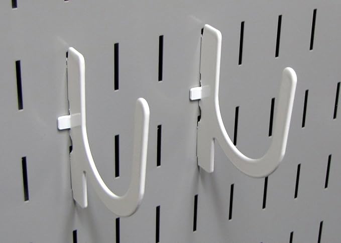 Wall Control 3in Reach U-Hook Accessory “U” Shaped Slotted Metal Pegboard Hook Pegboard and Slotted Tool Board – White